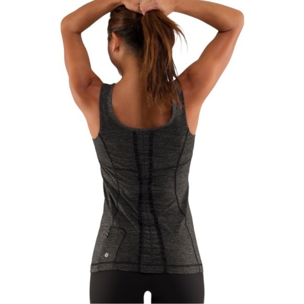 LULULEMON RUN FREE TANK HEATHERED BLACK GREY TOP TANK 10